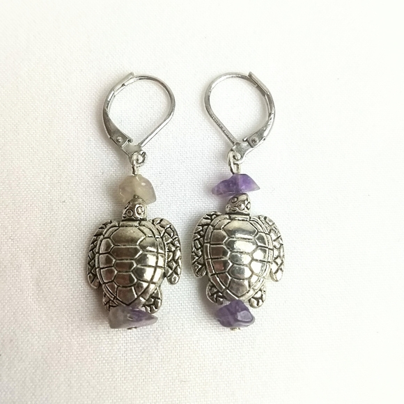 Piece #301 "Purple Turtles" Amethyst Jewelry Set - Picture 2 of 4